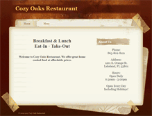 Tablet Screenshot of cozyoaksrestaurant.com